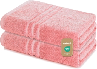 Lavea 2er Set Saunatuch 80x200 cm, Frottierserie Elena, Pastellrosa