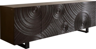 Sideboard Ashara 200 cm Esche Dunkelbraun 3D Effekt 4 Türen Kufe Metall Schwarz