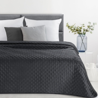 Tagesdecke Velours Samtdecke Gesteppt Steppdecke Klassische Decke SOFIA 4 dunkel 200x220 cm schwarz