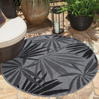 Carpet City Outdoorteppich DUO RUG 5771, rund, Höhe: 5 mm, Wendeteppich Wetterfest In- & Outdoor, Balkon, Terrasse, Wohnzimmer