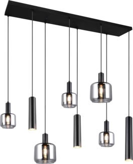 Pendelleuchte MATARO 8-flammig aus Metall mit Glasschirmen Chrom, B: 118cm