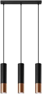 Pendelleuchte, Schwarz, Kupfer, Stahl, H 100 cm