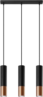 Pendelleuchte, Schwarz, Kupfer, Stahl, H 100 cm