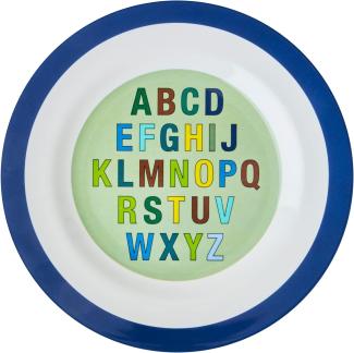 Rice Dark Blue Alphabet Print Melamin Teller