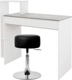 Schreibtisch mit Sitzhocker 110 x 72 x 40 cm Weiß/Beton-Optik aus Holz ML-Design