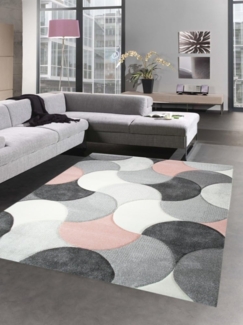 Teppich Designer Teppich Wohnzimmerteppich Kurzflor Tropfen rosa grau, rechteckig, Höhe: 13 mm
