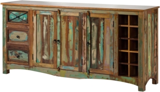 Massivmoebel24 Sideboard (Massivholz), Altholz 193x45x90 mehrfarbig lackiert NATURE OF SPIRIT #15