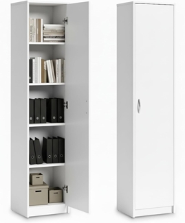 Schrank Mehrzweckschrank weiß 40cm Breite 180cm Höhe mit Vier Einlegeböden schmaler Aktenschrank Organizer Kleiderschrank aus MDF Holz