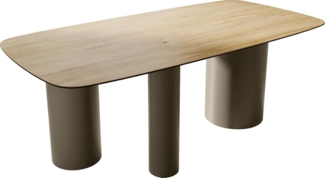 Esstisch Edge Boot 200x100 Keramik Laminam® Sabbia Eichefarbig Troa Metall Effektfinish Titan