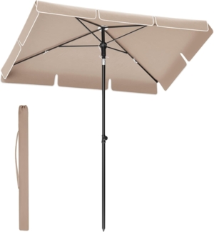 SONGMICS Sonnenschirm 230x150 cm, Balkonschirm UPF 50+, Sonnenschutz, beidseitig um 30° knickbar, höhenverstellbar, mit Aufbewahrungstasche, für Garten, Terrasse, ohne Ständer, taupe GPU044K01