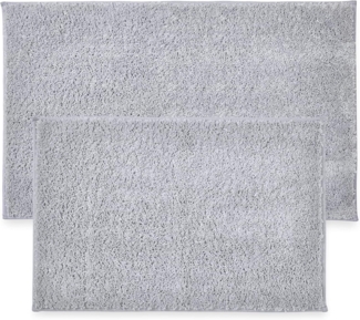 Penguin Home rutschfeste Mikrofaser Plüsch getuftete ultraweiche Badematte 2er Set graue saugfähig mit Latexrückseite für Duschen,1400GSM Größe Klein - 43x61 cm/Groß-51x86 cm