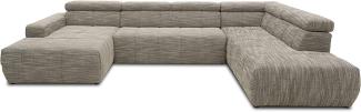 DOMO. collection Brandon Sofa, Wohnlandschaft mit Rückenfunktion in U-Form, Polsterecke Eckgarnitur Polstergarnitur, weißgrau, 175 x 359 x 228 cm