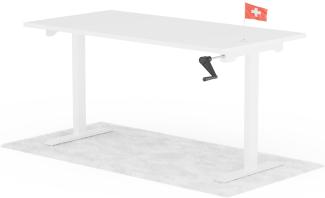 manuell höhenverstellbarer Schreibtisch EASY 160 x 80 cm - Gestell Weiss, Platte Weiss