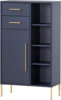 Schildmeyer Kent Highboard, Holzwerkstoff, Nachtblau/Gold, 67,1 x 33,1 x 117,4 cm