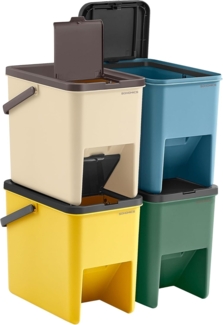Songmics Mülleimer Küche, 4er Set Abfalleimer, Mülleimer stapelbar, je 20 L, Mülltrennsystem, Klappdeckel, mit Aufklebern, Aufbewahrungsbox