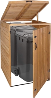 XL 1er-/2er-Mülltonnenverkleidung HWC-H74, Mülltonnenbox, erweiterbar 126x80x98cm Holz FSC® ~ braun