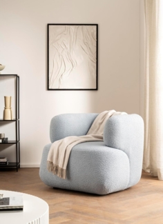 DOMO. collection Sessel Molina, Polstersessel mit Federkern, Armsessel in organischer Form, rund, Cocktailsessel, Loungesessel 90 x 86 x 71 cm (BxTxH), hellblau