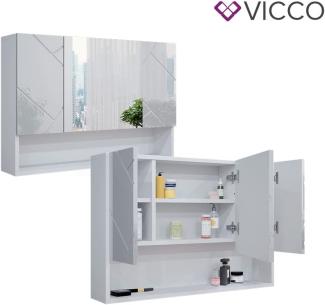 Vicco Spiegelschrank Badspiegel Wandspiegel Irma Weiß Hochglanz 80 cm modern Badezimmer Spiegel Badezimmerschrank Badezimmermöbel Spiegeltür Schranktür Hängeschrank Einlegeboden Regal Ablage