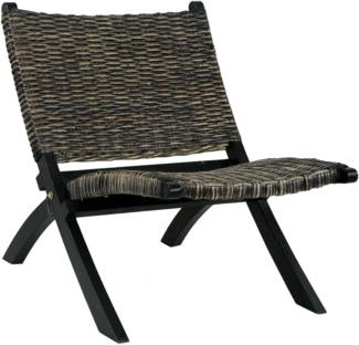 vidaXL Relaxstuhl Schwarz Natur Kubu-Rattan und Massivholz Mahagoni 285802