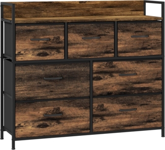 HOMCOM Kommode mit 7 Faltbaren Schubladen aus Stoff, Griff und Regal (Aufbewahrungsschrank, 1 St, Sideboard), für Schlafzimmer, Wohnzimmer, Rustikal-Braun