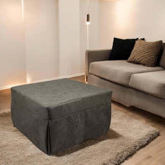 Dmora Puof in ein Einzelbett umwandelbar, Made in Italy, Klappbett, Pouf mit abnehmbarem, platzsparendem Stoff für das Wohnzimmer, cm 78x78 / 195h45, Braun