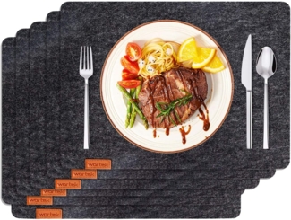 wortek Platzset Tischset 4-teilig Platzset aus Filz Platzdeckchen, (Set, 6-St, 6), waschbare Tisch-Untersetzer Teller-Untersetzer (44 x 32 cm)