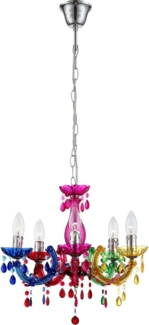 Kronleuchter 5-flammig bunt - Lüster mit Filament LEDs Ø 44cm