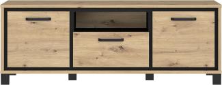 FORTE Trondheim TV-Unterschrank, Holzwerkstoff, Schwarz/Braun, 158,4 x 58,9 x 41,5 cm