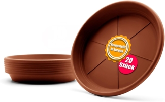 BigDean 20 Stück Blumentopf Untersetzer Ø 19,5 cm in Terracotta – Topfuntersetzer aus robustem Kunststoff & Made in Europe