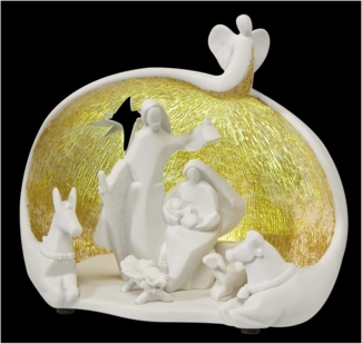 Goebel Sirenes Nadal Enchanted Figur, mit Beleuchtung, Weihnachtsfigur, Dekofigur, Porzellan, Weiß / Gold, 17 cm, 20000811