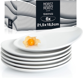 Moritz & Moritz Frühstücksteller Teller Geschirr Set weiß, (6 St), geeignet für Mikrowelle und Spülmaschine