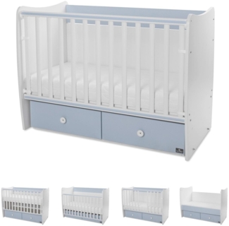 Lorelli Babybett MATRIX NEW Kinderbett 120 x 60 cm, 2 Ebenen, 2 Schubladen blau