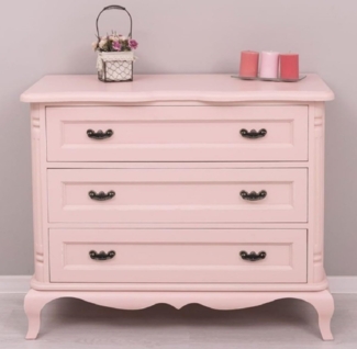 Casa Padrino Landhausstil Kommode Rosa 110 x 48 x H. 89 cm - Massivholz Schrank mit 3 Schubladen - Landhausstil Schlafzimmer Möbel - Möbel im Landhausstil - Landhausstil Einrichtung