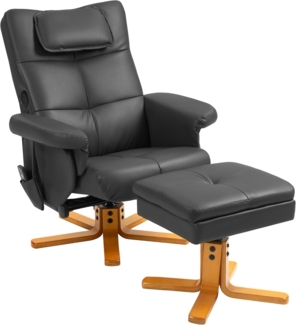 HOMCOM Massagesessel mit Hocker, Seitentasche, Stauraum, Liegefunktion (Relaxsessel, 1-St, Fernsehsessel), Kunstleder 78 x 86 x 93cm Schwarz