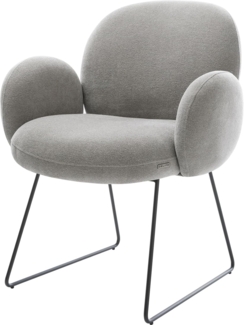 Esszimmerstuhl Nube-Flex mit Armlehnen Strukturstoff Soft Grau Kufengestell Schwarz Taschenfederkern