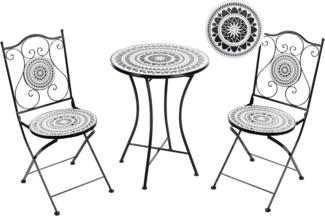 Bistro Set klappbar COMISO Metall Schwarz Weiß