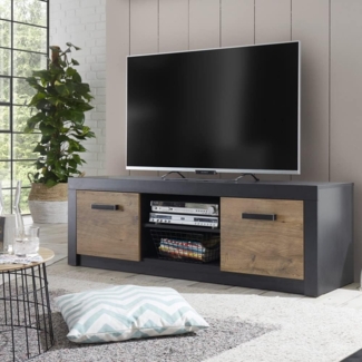 TV-Lowboard Wohnzimmer BAKU-61 in Fresco anthrazit mit Kastanienbraun, BxHxT: ca. 153 x 49 x 42 cm