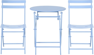 Outsunny Balkonset Gartenset Bistrotisch mit 2 Stühlen für Hof Garten, (Garnitur, 3-tlg, Balkonmöbel Set), Klappbar Blau Ø60L x 71H cm
