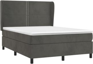 vidaXL Boxspringbett mit Matratze Dunkelgrau 140x190 cm Samt 3129148