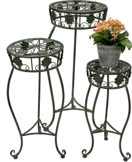 DanDiBo Blumenständer Metall Grün Blumenhocker 3er Set Blumensäule Antik