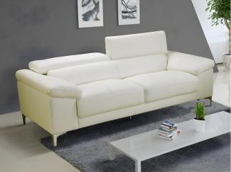 Vente-unique - Ledersofa 3-Sitzer - Weiß - SOLANGE