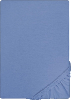 Biberna Jersey-Spannbetttuch, 100 % Baumwolle, Blau, 1x 140x200 cm - 160x200 cm