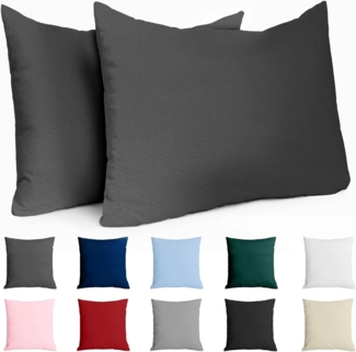 Kissenbezug 50x70 Renforcé Baumwolle (2er-Set) - Anthrazit - Dicht gewebt mit 57 Fäden/cm² - Kissenbezug 70x50 cm - Oeko Tex Zertifiziert - Dreamzie