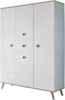 Wimex Kleiderschrank/ Drehtürenschrank Billund, (B/H/T) 125 x 202 x 55 cm, Weiß/ Absetzung Eiche Sägerau