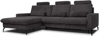 VitaliSpa Wohnlandschaft mit Schlaffunktion Anthrazit, Schlafsofa mit Bettkasten