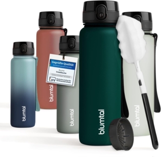 Blumtal Trinkflasche auslaufsichere Trinkflasche Sport + 1-Klick-Verschluss, BPA-freie Wasserflasche mit Sieb - spülmaschinenfest