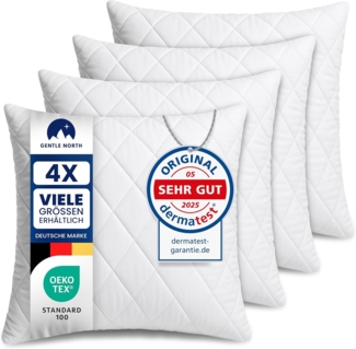 Gentle North Kopfkissen (45x45 cm groß) - 4er Set Kissen für Bett und als Dekokissen - Mit Reißverschluss für Füllung - Sofakissen - Zierkissen für Couch und Sofa - Ökotex - Waschbar bis 60° - Weiß