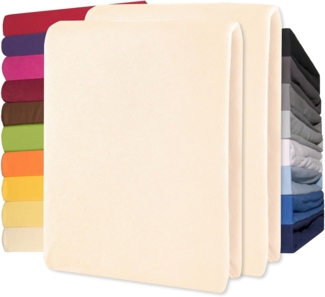 CelinaTex Jersey Topper Spannbettlaken Lucina Doppelpack 140x200-160x200 cm Natur beige 100% Baumwolle gekämmt bis 12cm Matratzenhöhe Oeko-TEX