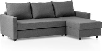 Traumnacht Schlafsofa Belfort, Ecksofa, Sofagarnitur in L-Form mit Schlaffunktion und Stauraum in der Ottomane, produziert nach deutschem Qualitätsstandard, grau, 227x153x66 cm