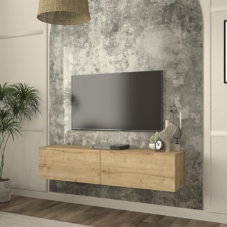 TV-Lowboard hängend Nolven 135 x 32 x 30 cm Eicheoptik [en. casa]